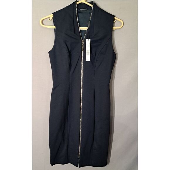 Elie Tahari women's size 0 VERDIE form fitting dress $298 navy blue full front z - Picture 1 of 5